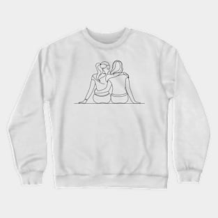 Minimalist Illustration of a Lesbian Couple in Love Crewneck Sweatshirt
